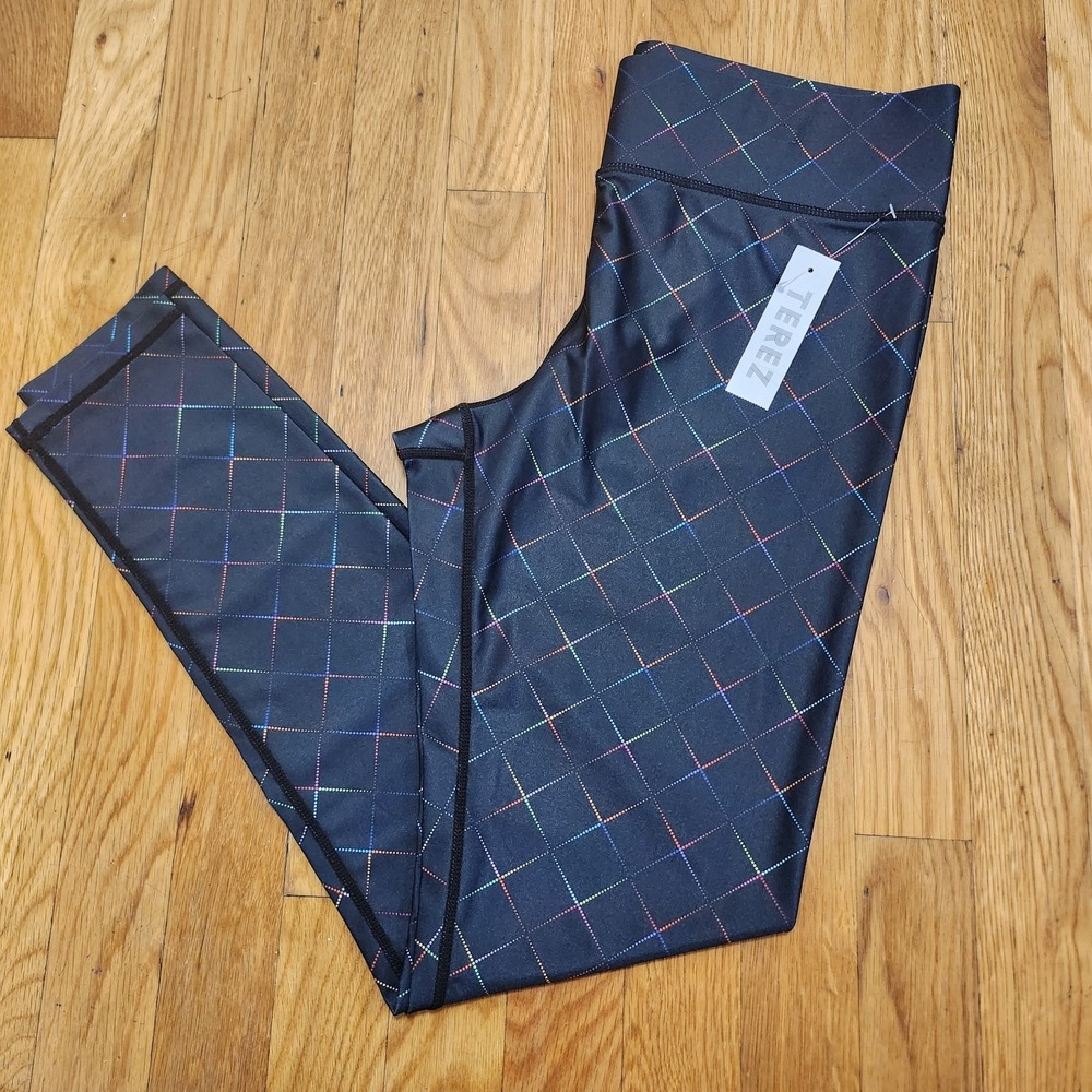 Terez UpLift High Waist Leggings‎ in Diamond Rainbow B